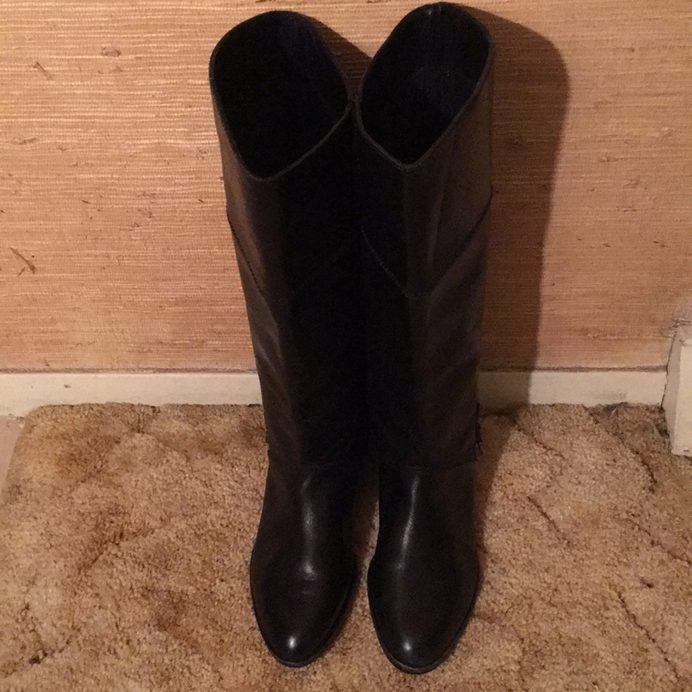 Women’s Catleia Black Leather Upper Riding Boots